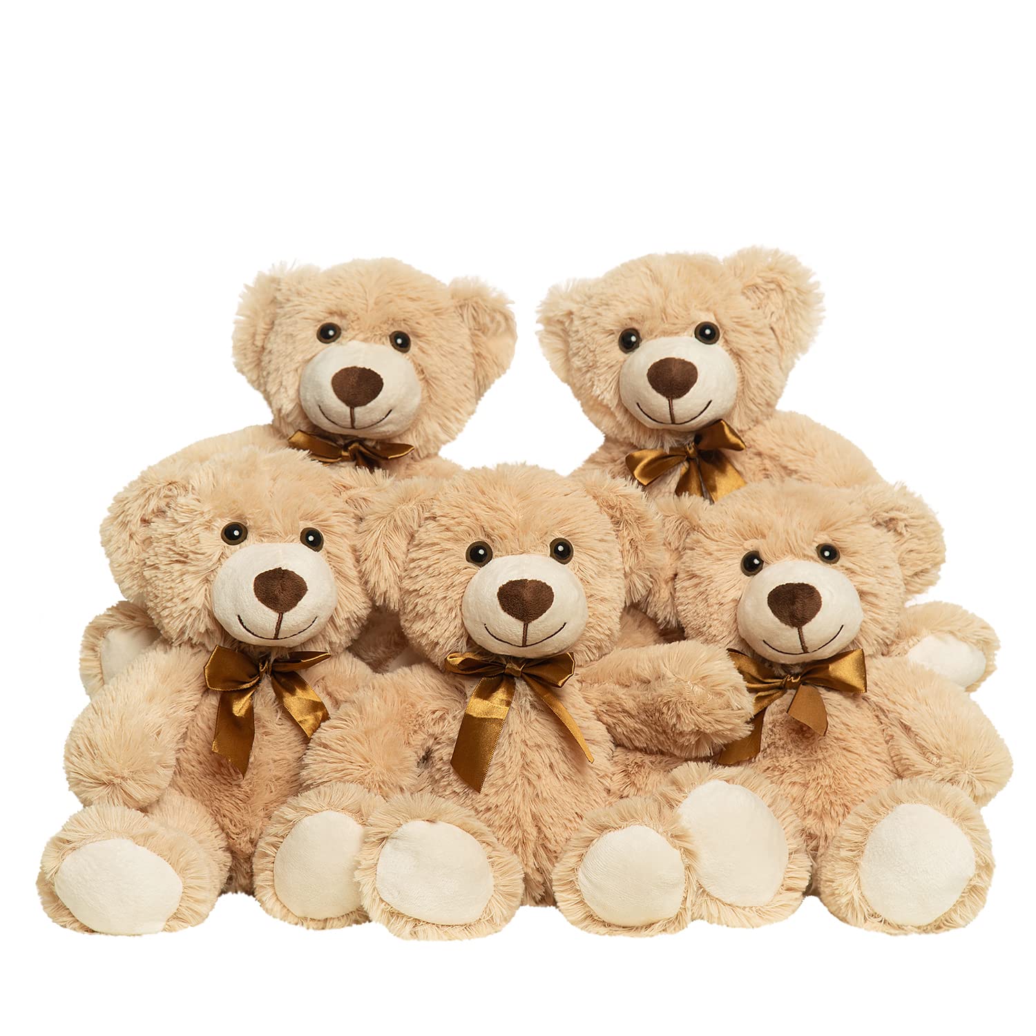 Quaakssi teddy bears bulk 5-pack 13.5-inch side view ideal for party decor