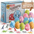 Quack Quack Moo dino bath bombs reveal a toy inside for bath-time excitement.