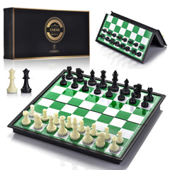 QuadPro magnetic travel chess set with folding board for portable play