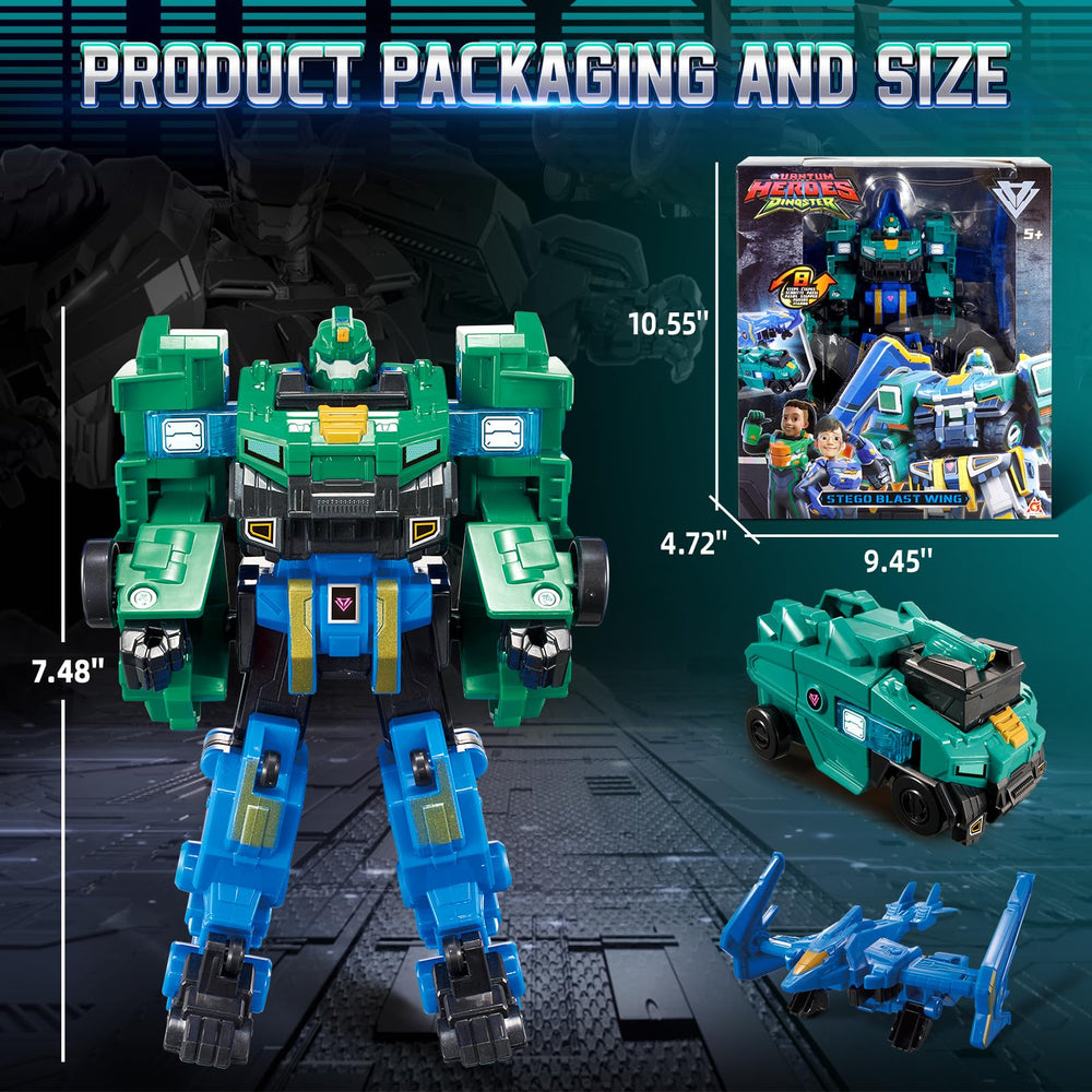 Quantum Heroes Dinoster 7.28-inch figure, premium ABS build and movable joints.