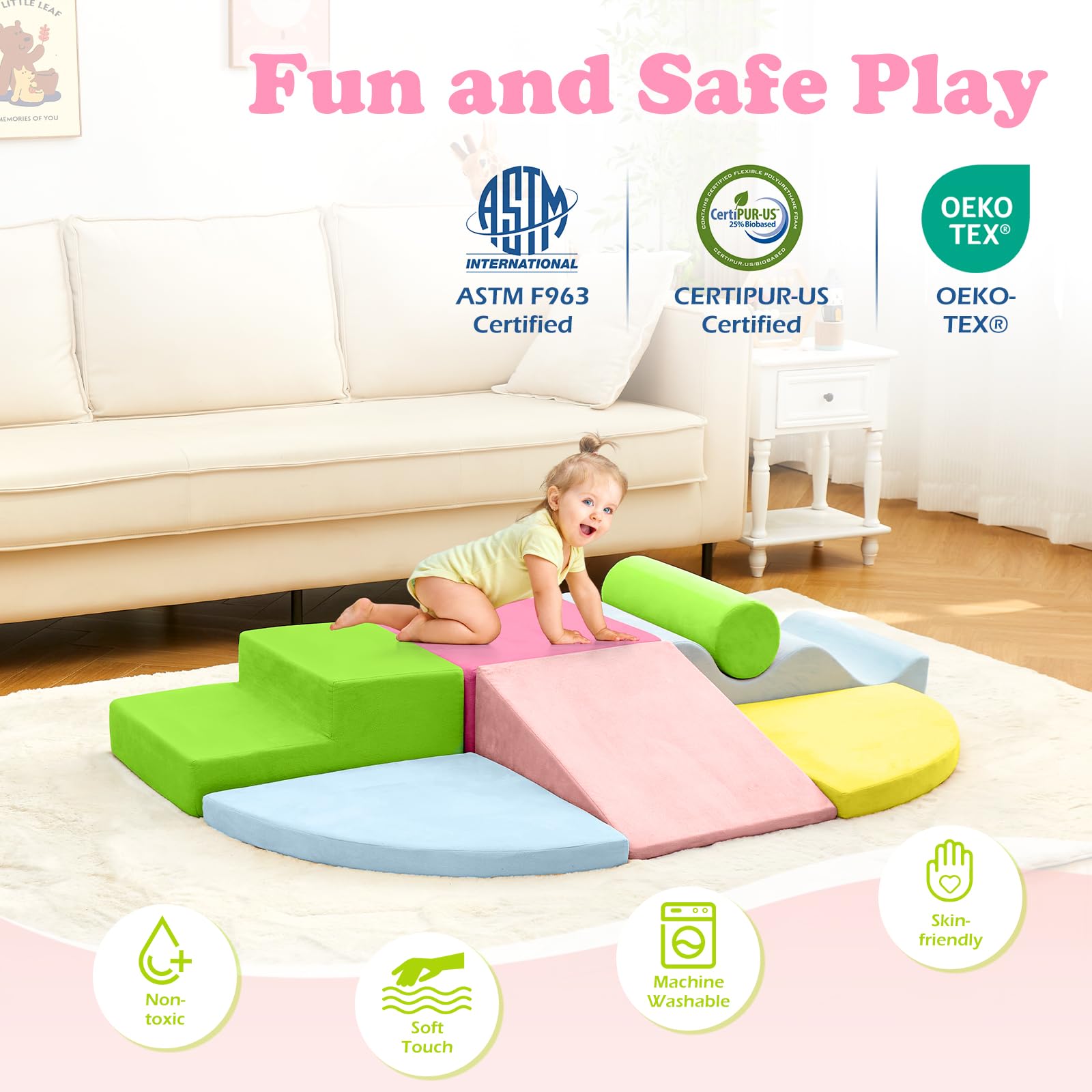 QUCHI indoor climbing set supports gross motor development