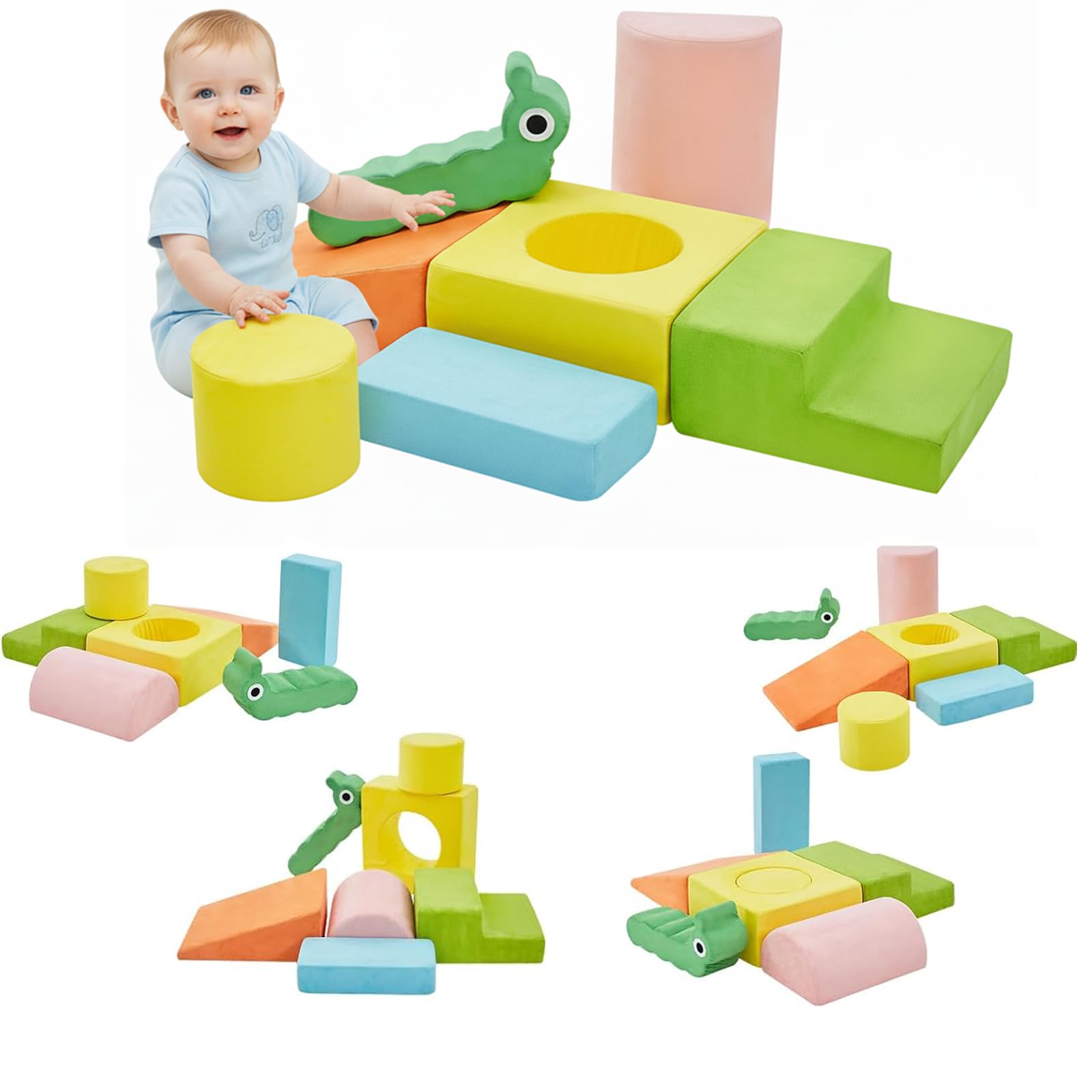 QUCHI toddler climbing blocks set in bright colors for safe indoor play and motor skill development.