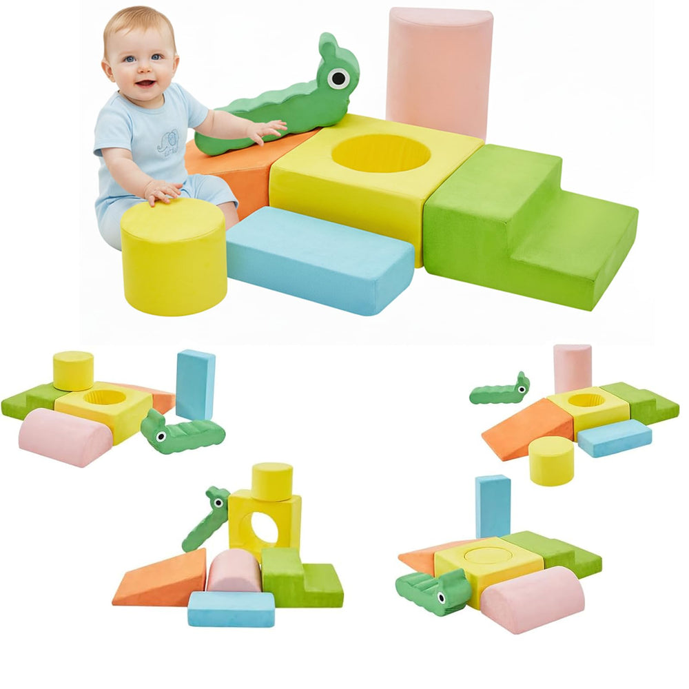 QUCHI toddler climbing blocks set in bright colors for safe indoor play and motor skill development.