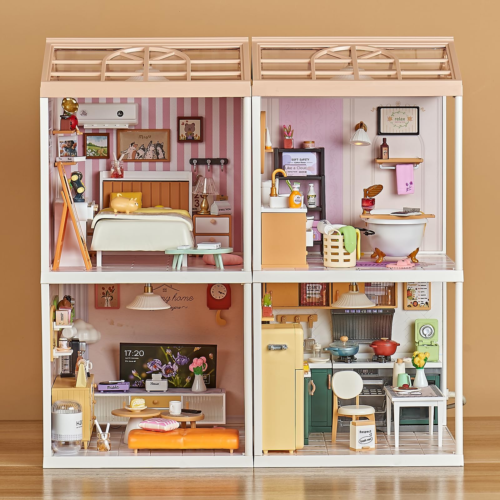 Qudify miniature living room kit complete setup ready for decorative display