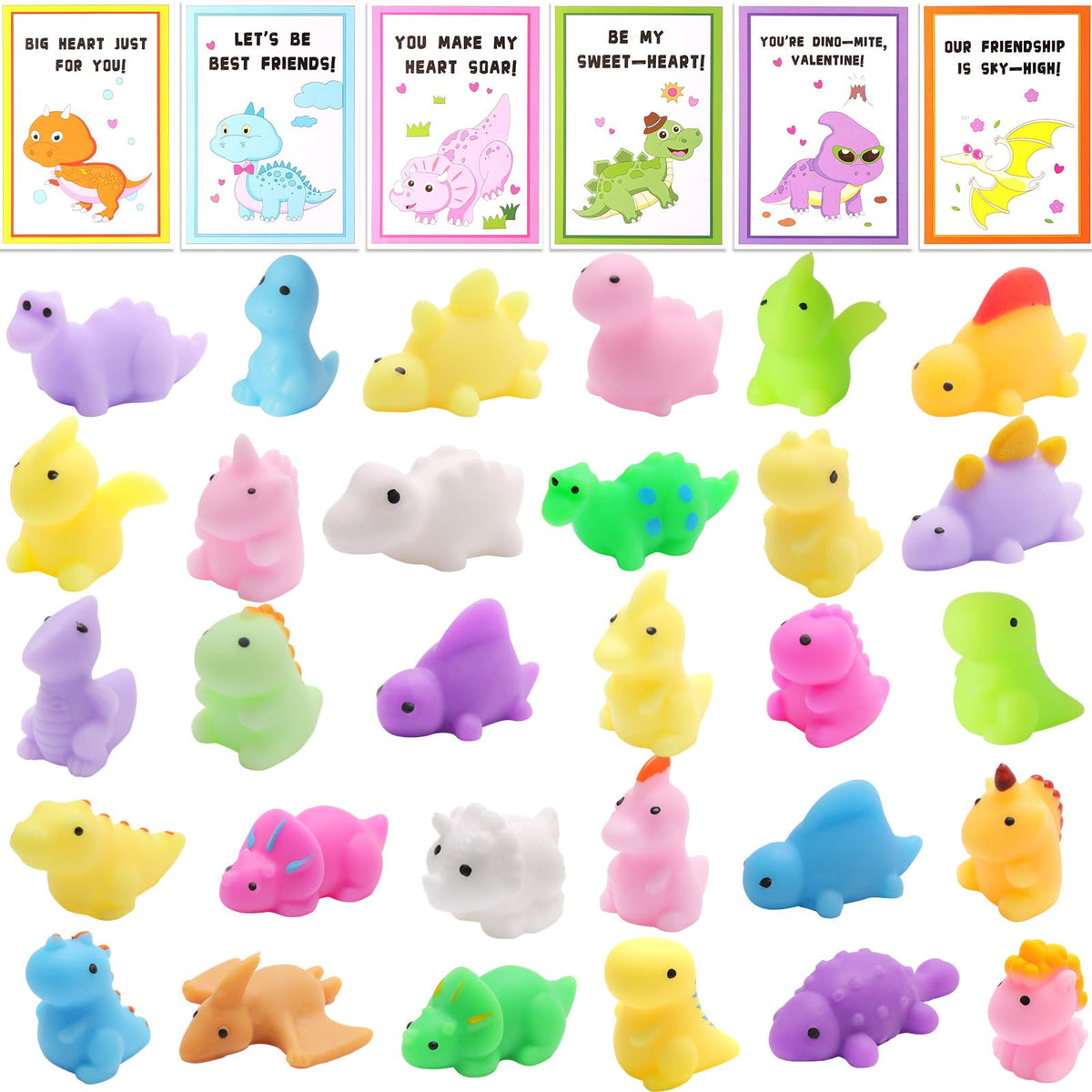 Qudoustar dinosaur-mochi-squishy-card-pair boosts classroom exchange fun.