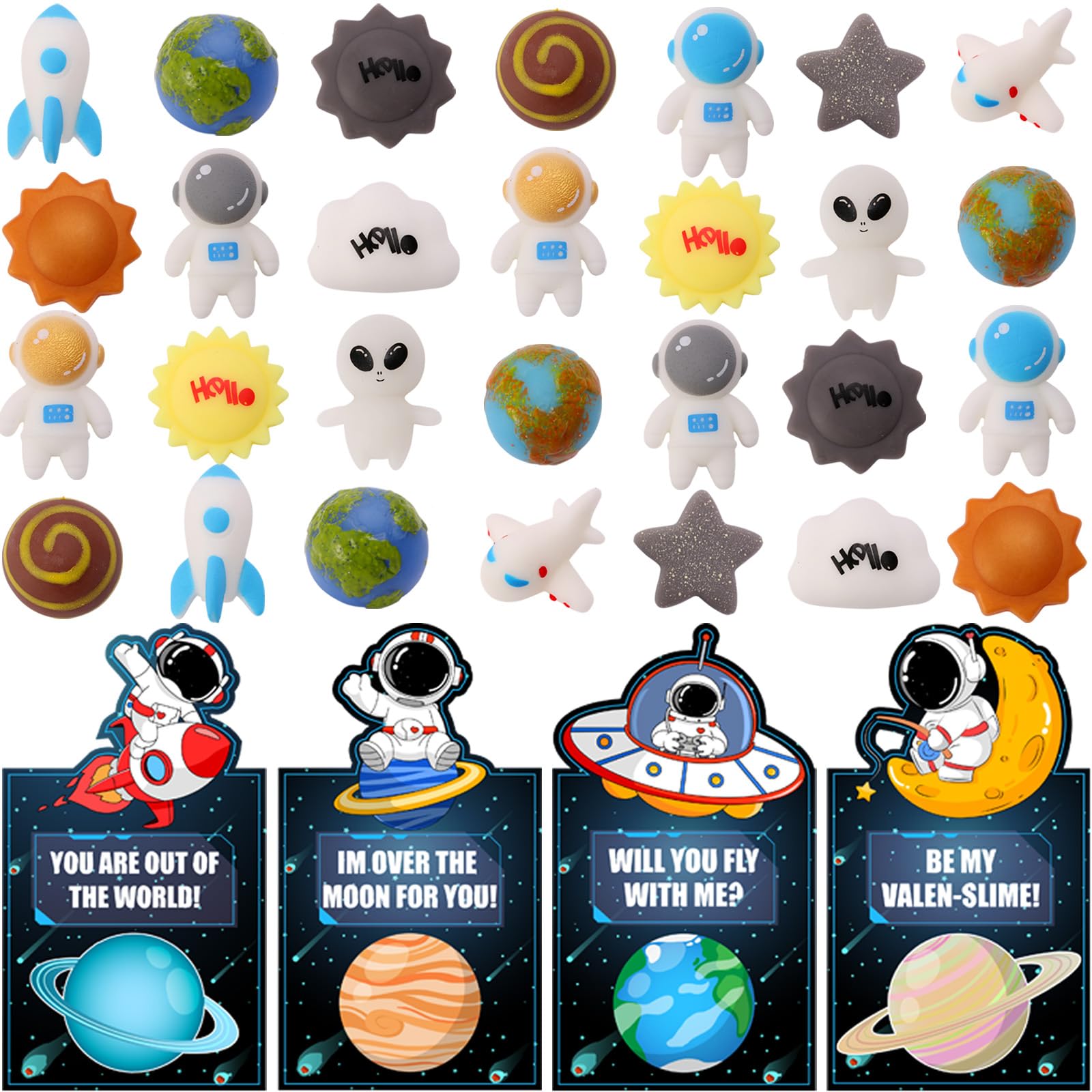 Qudoustar galaxy mochi 28-pack with planets and stars for classroom gifting