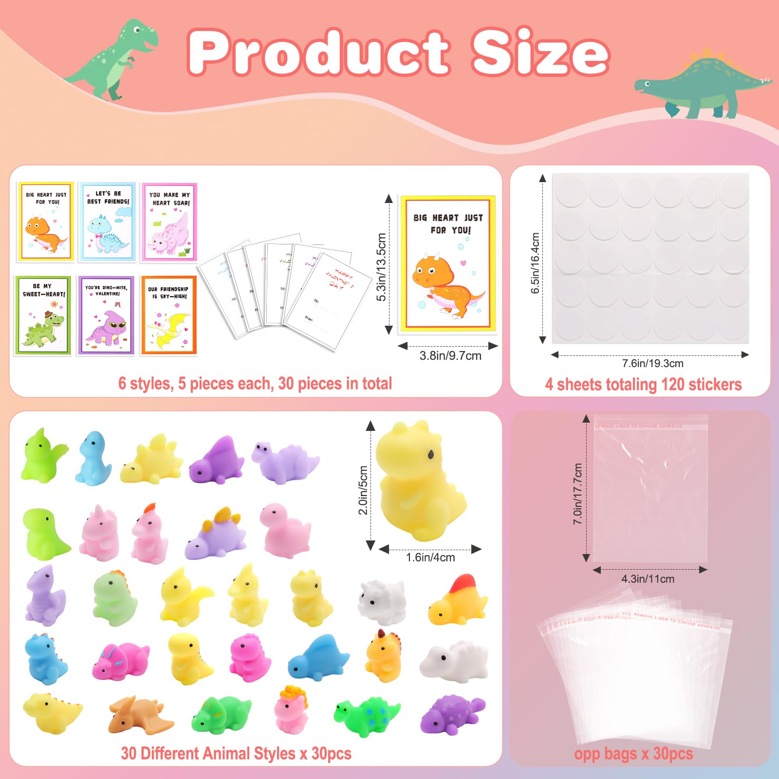 Qudoustar valentines-day-cards-dinosaur set ideal for kid-friendly gift swaps.