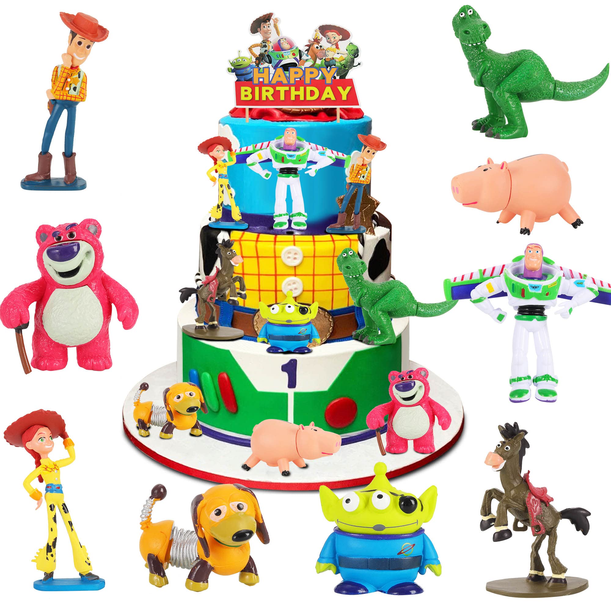 Queediz 9Pack Story Action Figures cake topper set for decorations and play