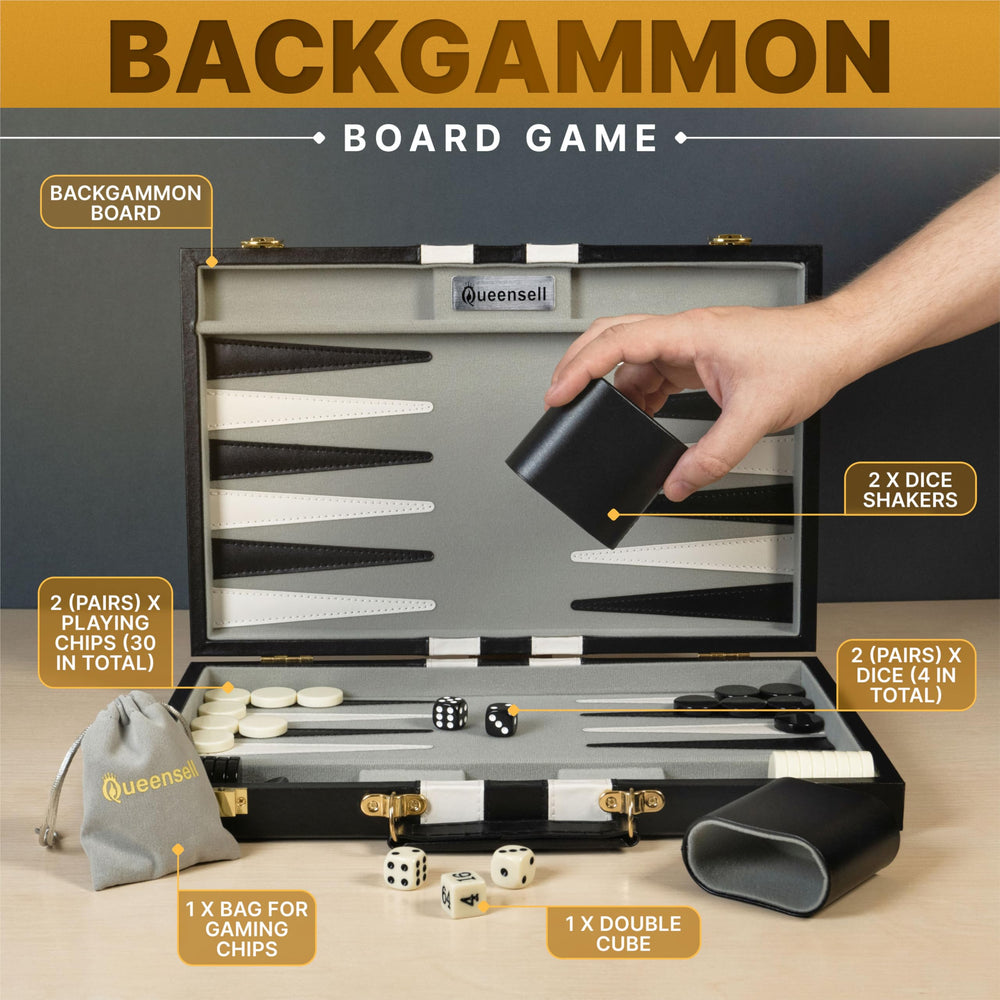 Queensell backgammon 32 checkers pieces for smooth movement.