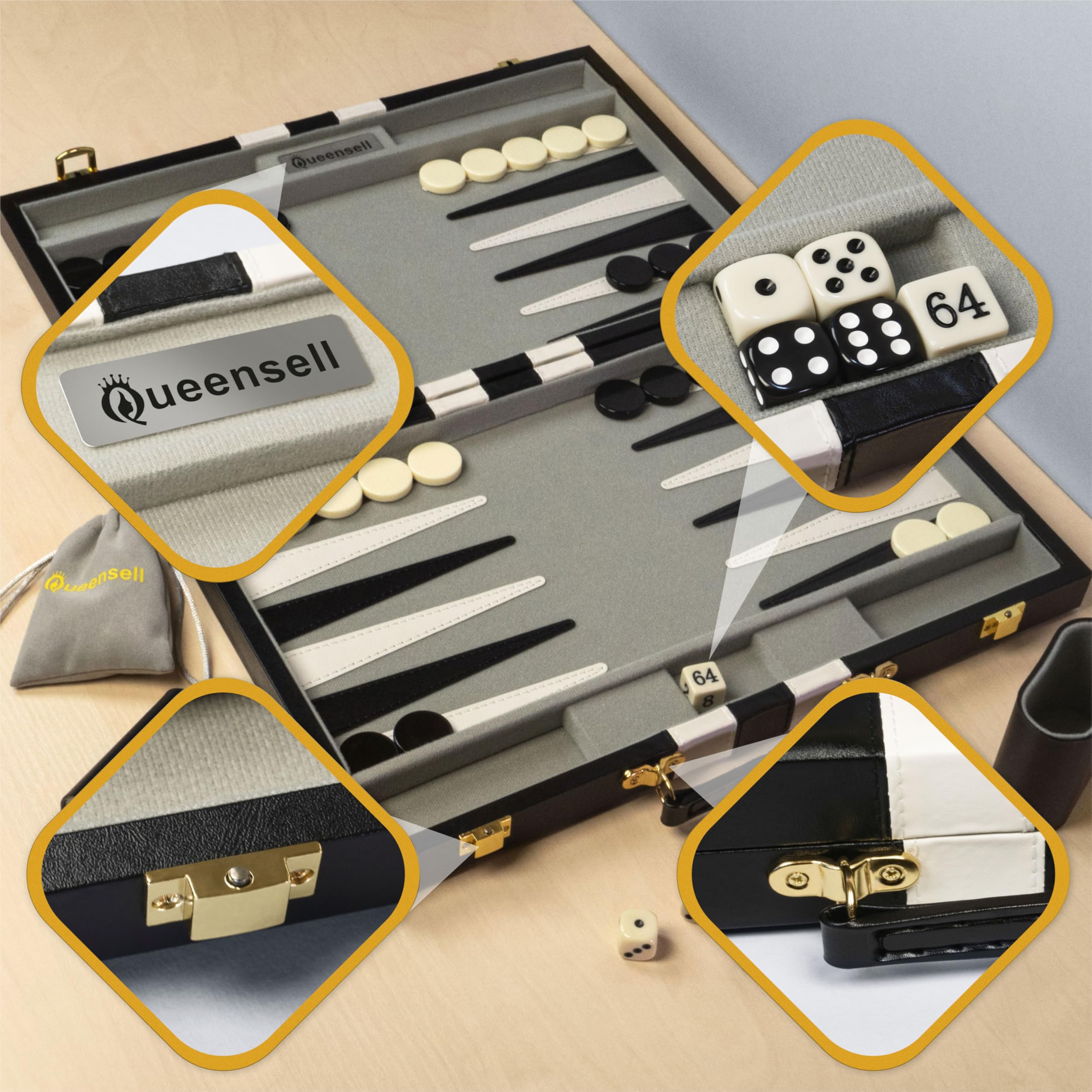 Queensell backgammon gift box ready for gifting.