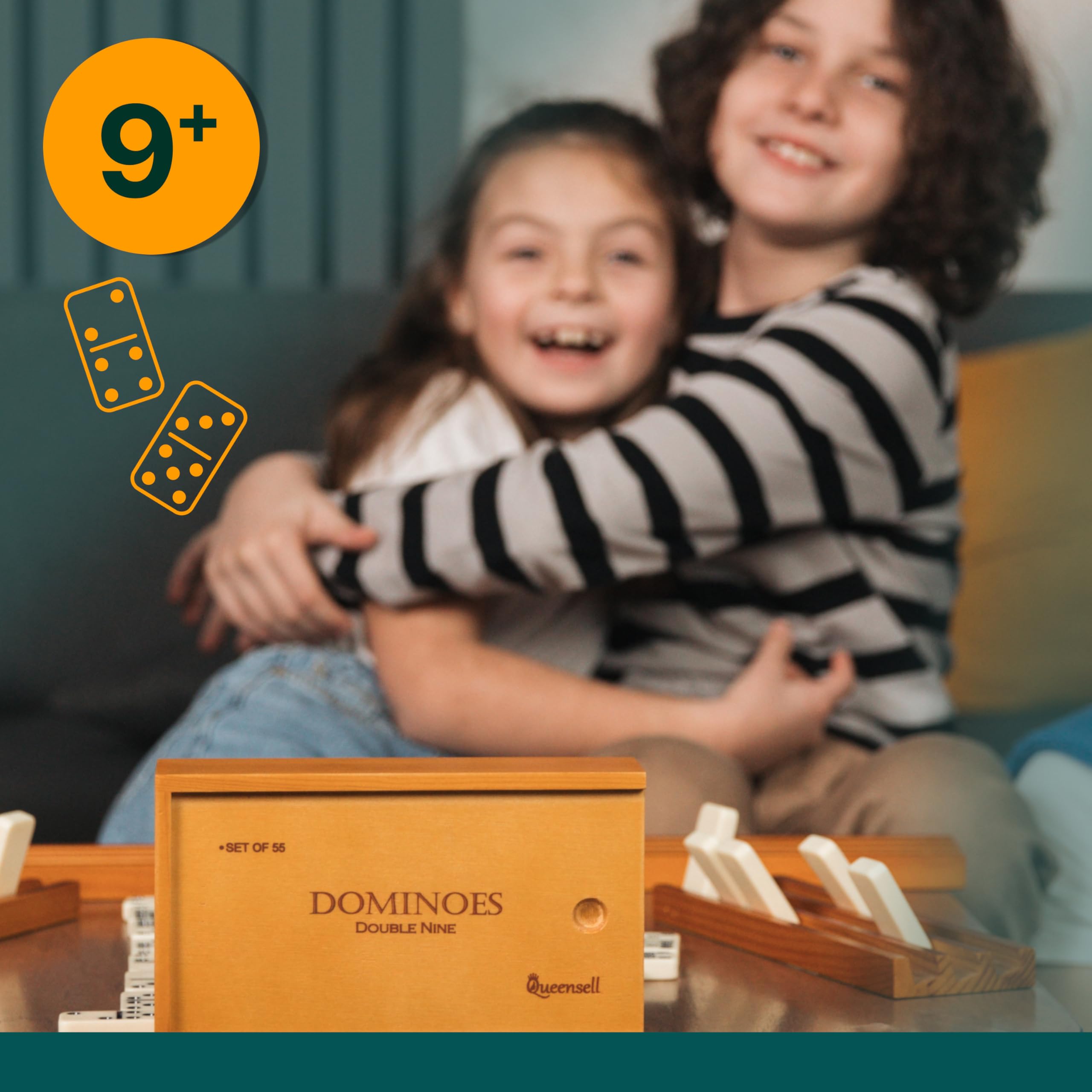 Queensell Dominoes set arranged for multi-player family fun.
