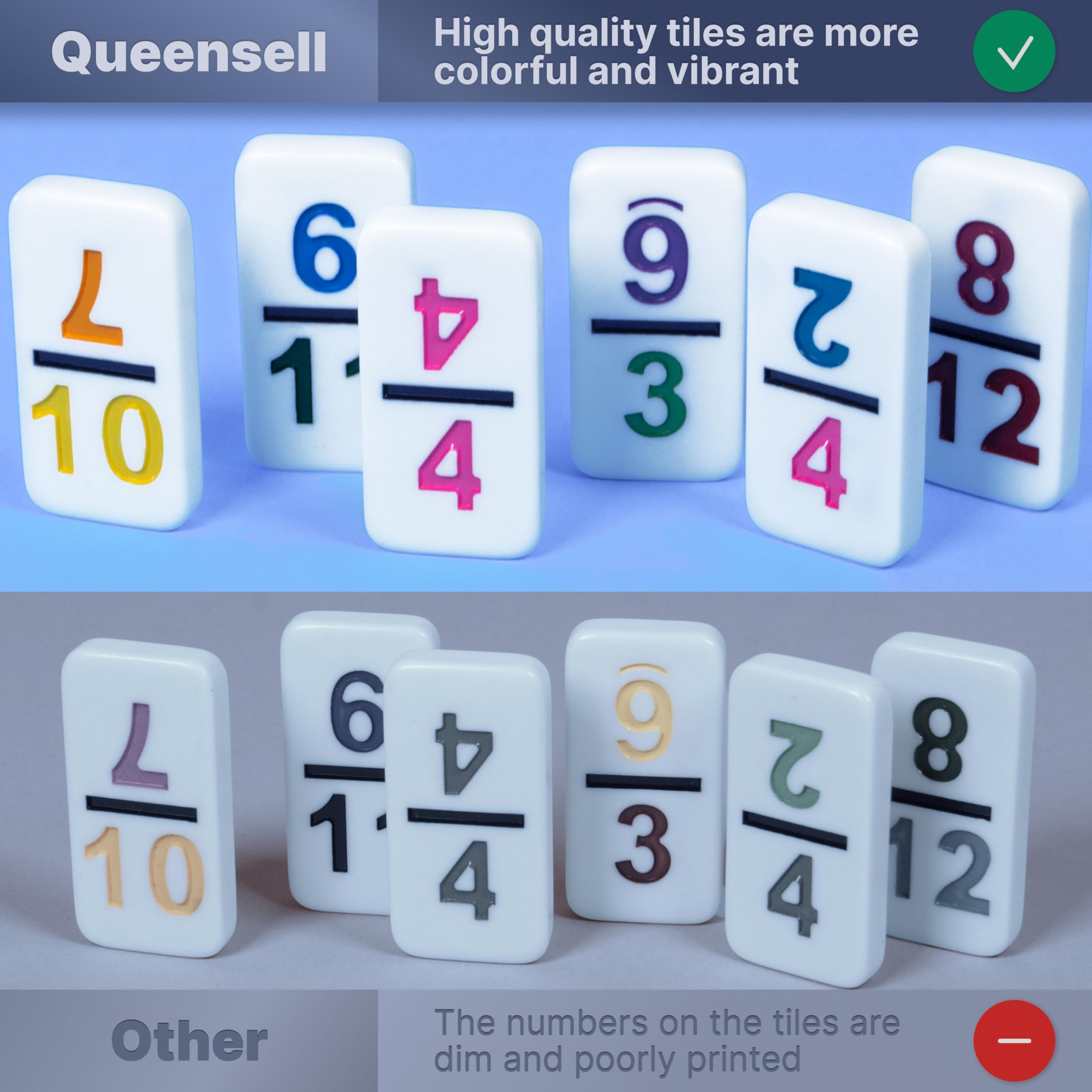 Queensell dominoes set shown in action supports family-friendly play sessions.