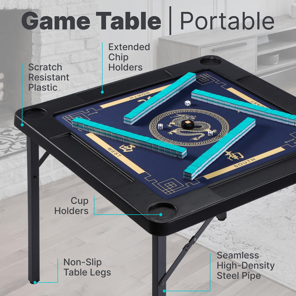 Queensell folding game table folded for compact storage and easy transport