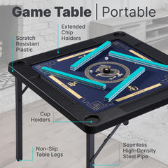 Queensell folding game table folded for compact storage and easy transport