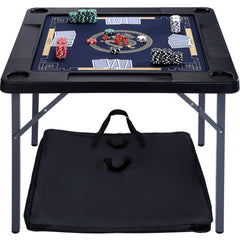 Queensell folding game table top view with dual-sided mat for versatile play