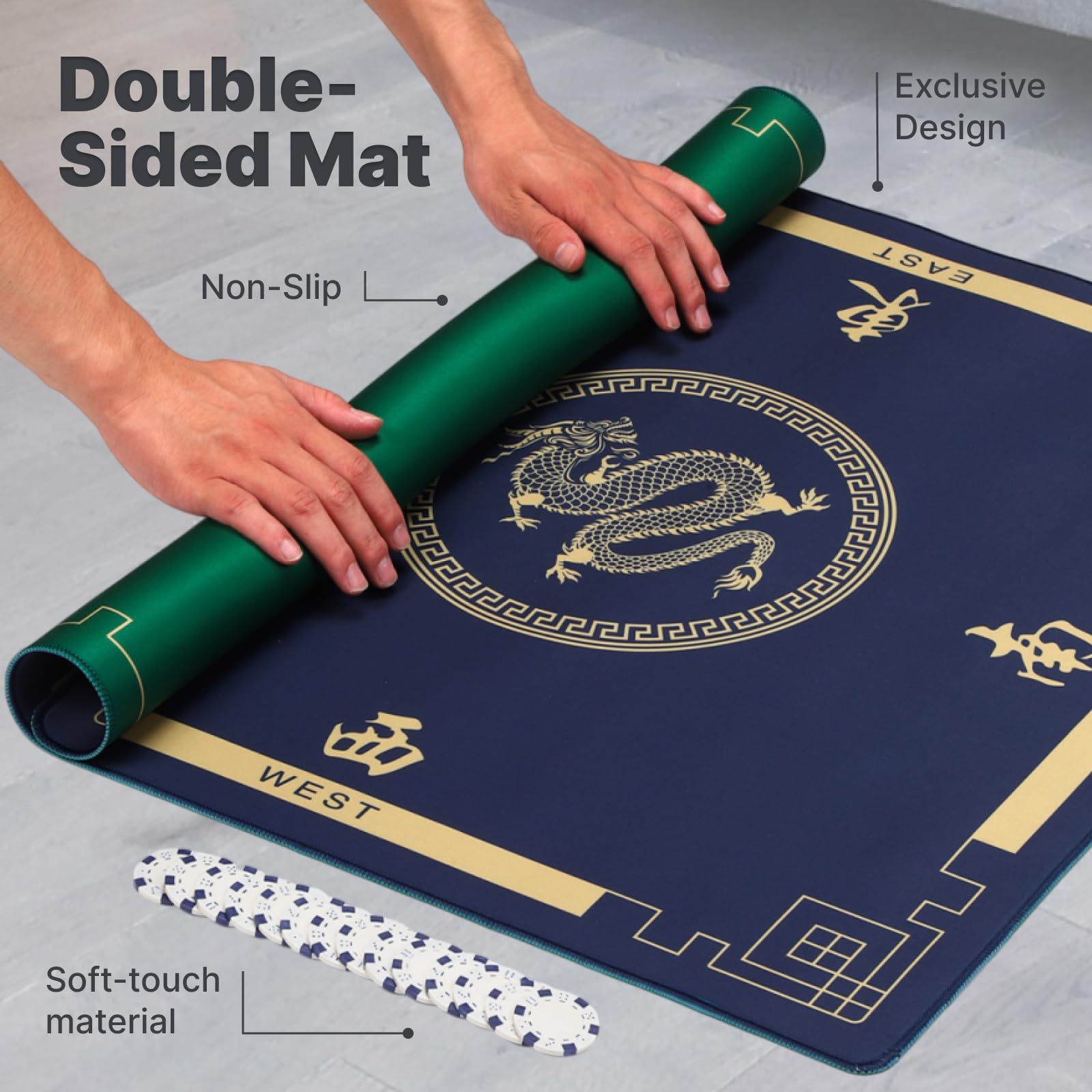 Queensell double-sided game mat ready for mahjong and card play