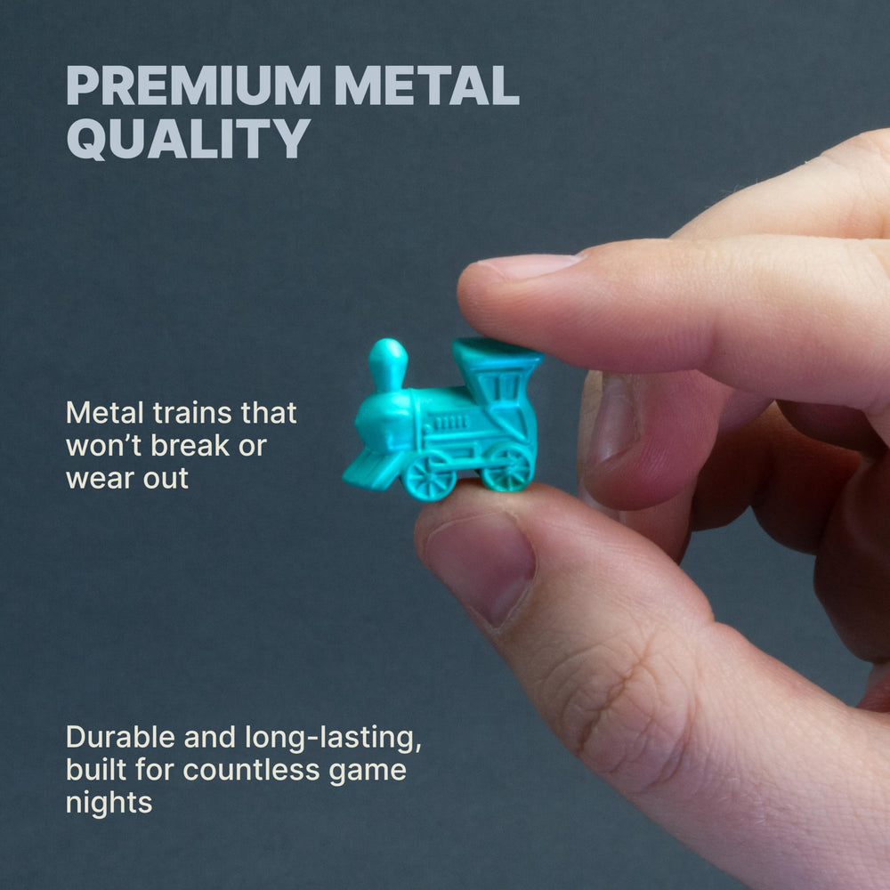 Queensell metal trains in a compact storage-ready pack.