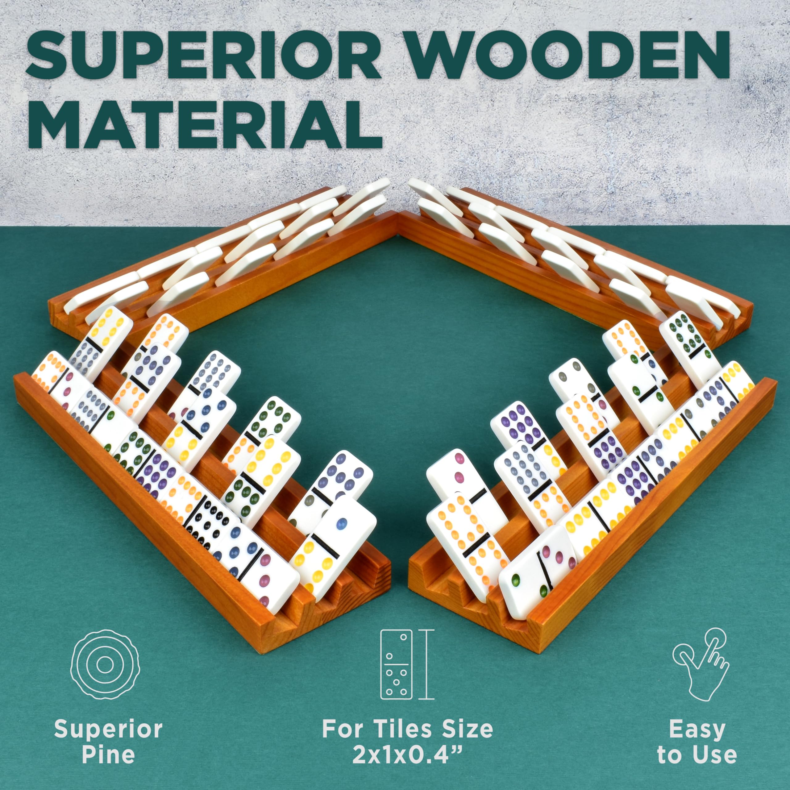 Queensell Mexican Train accessory domino trays enhance family game nights.