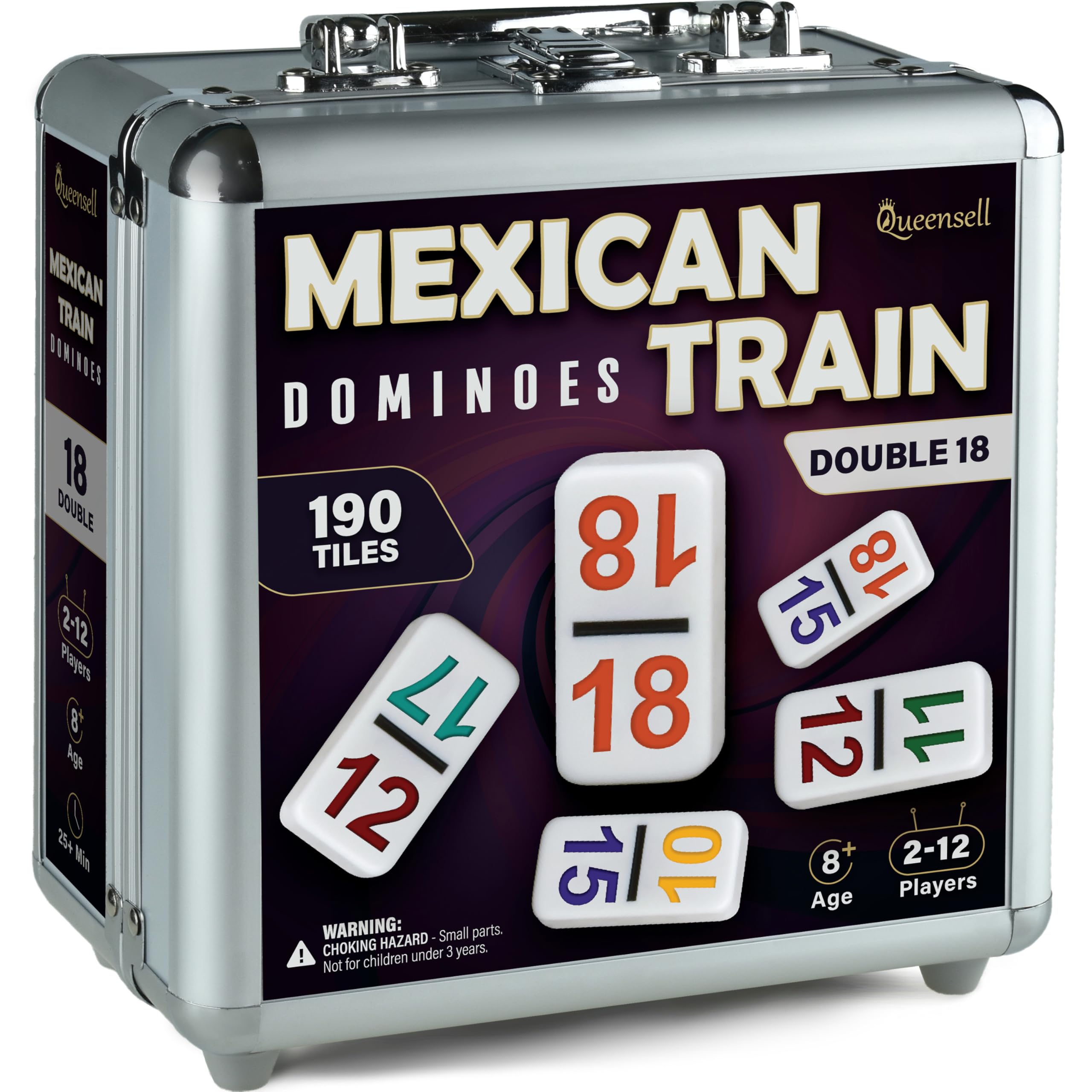 Queensell Mexican Train Dominoes tiles with numbers enable easy play and clear scoring.