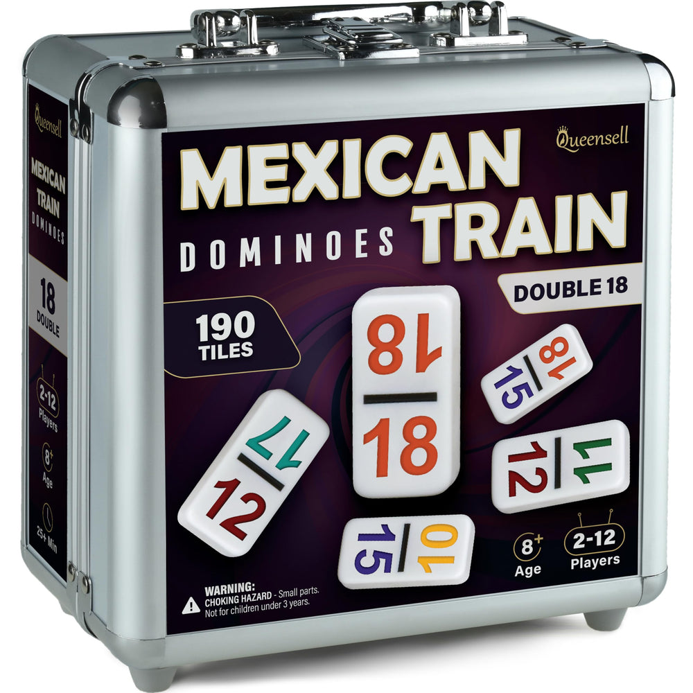 Queensell Mexican Train Dominoes tiles with numbers enable easy play and clear scoring.