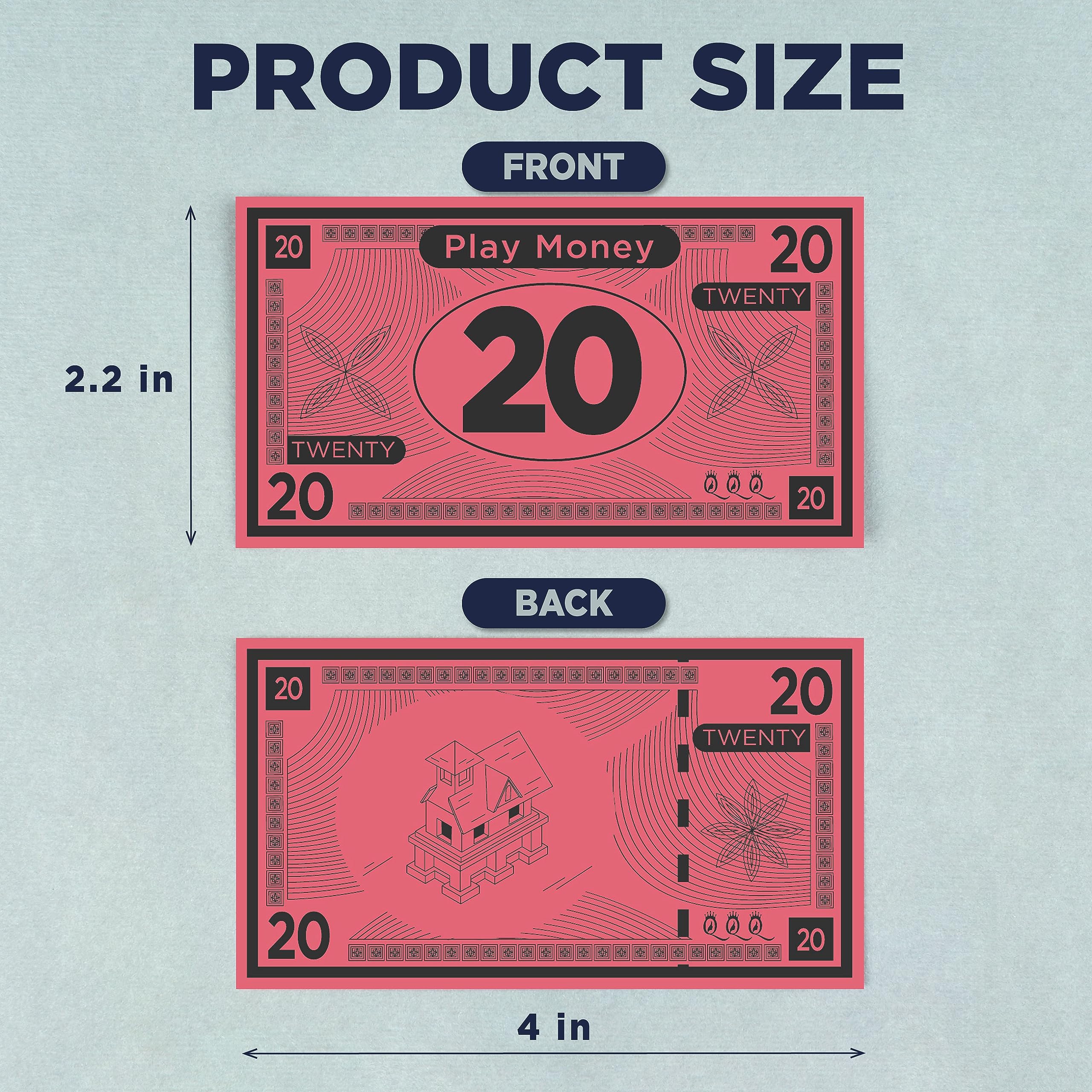 Queensell Play Money sixty bills per denomination for quick tallying.