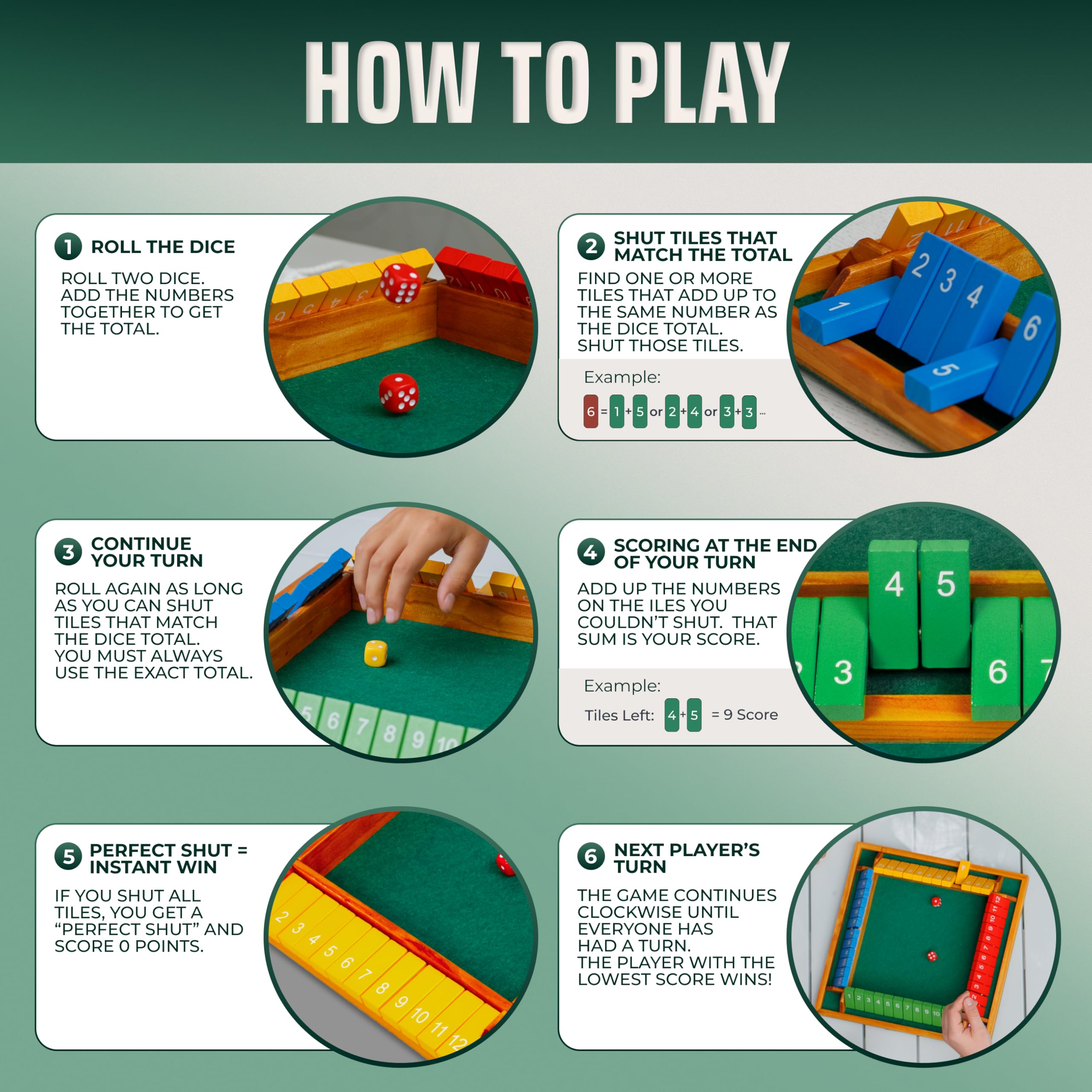 Queensell Shut The Box 10 colorful dice spark engaging turns.