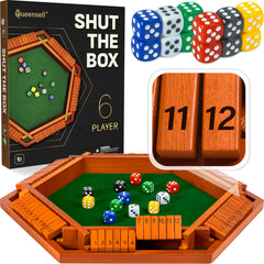 Queensell Shut The Box board top view showcases a large, durable playing surface