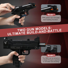 QUENTINAG MAC-10 model bricks deliver dynamic poseability and rugged display appeal.