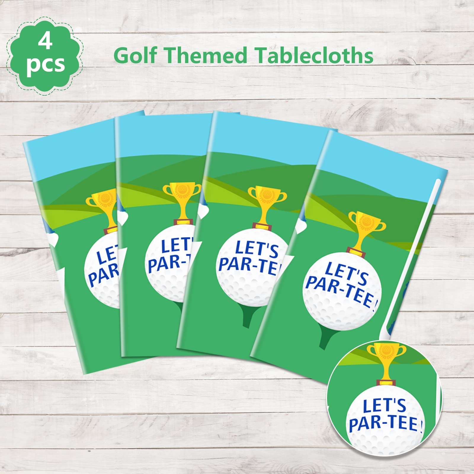 QUERICKY golf party ambiance created by green blue tablecloth