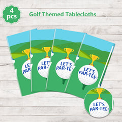 QUERICKY golf party ambiance created by green blue tablecloth