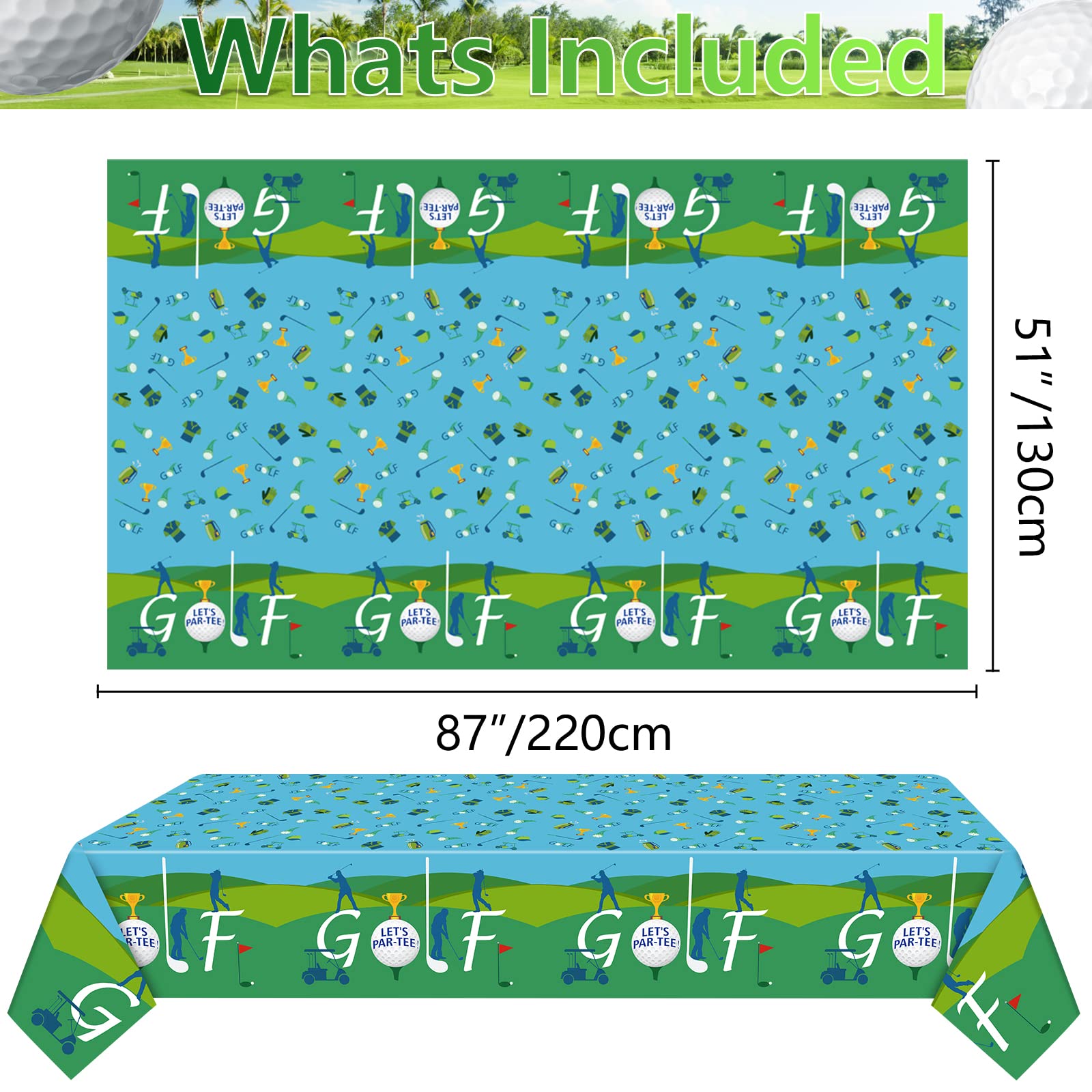 QUERICKY four-pack golf tablecloths showcased for versatile decor