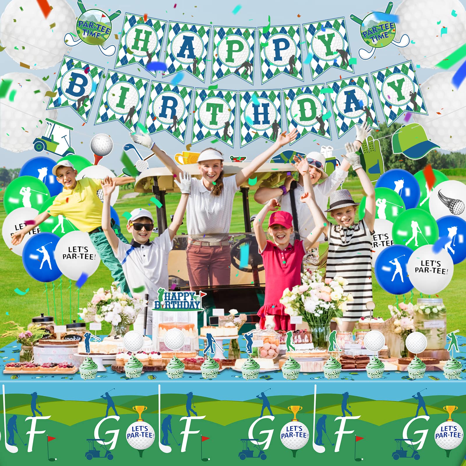 QUERICKY golf tablecloth straight-on view highlighting generous surface