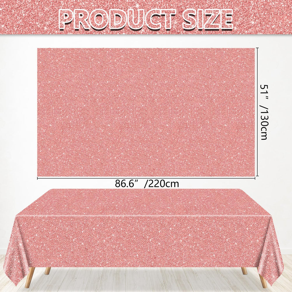 QUERICKY rose gold tablecloth 87x51-inch pack displayed on table