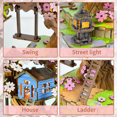 QuesEfflore Sakura Tree House lantern detail, subtle lighting to highlight décor.
