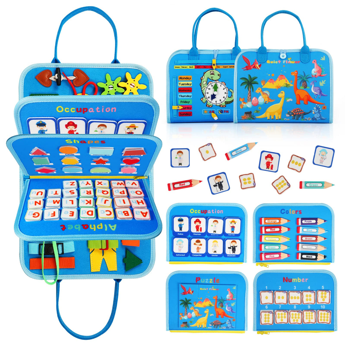 Quiet Flower 8-in-1 Montessori busy board with varied skill boards for tactile learning