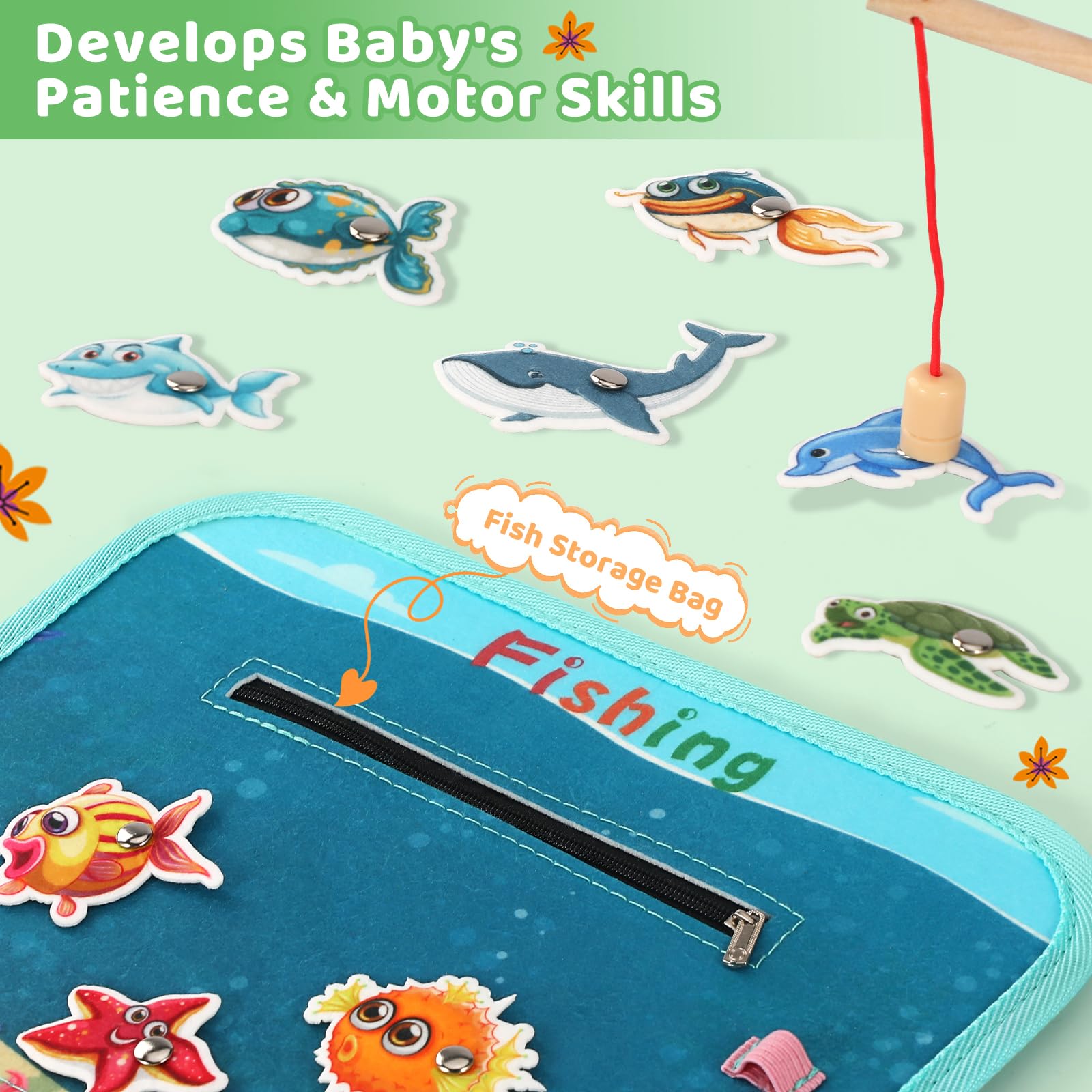 Quiet Flower Busy Board life-skills page supports fine motor development.