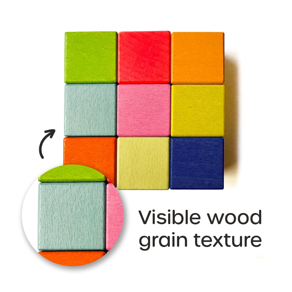 Quiggly rainbow blocks half-moons for versatile design and stacking fun.