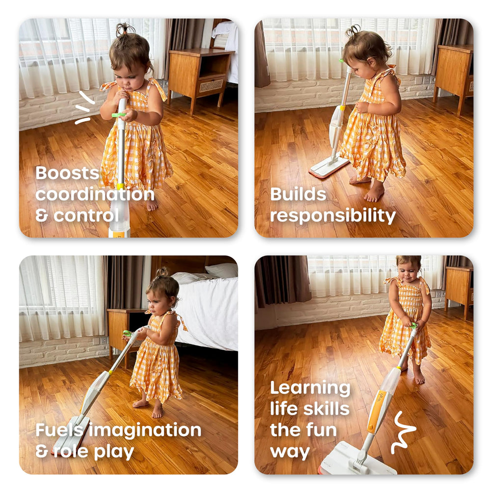 Quiggly cleaning toy in use demonstrates practical life skills during play.
