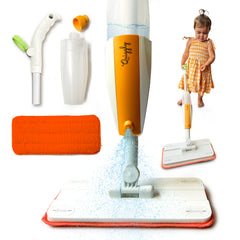 Quiggly toddler spray mop in action encouraging independent play and real spray.