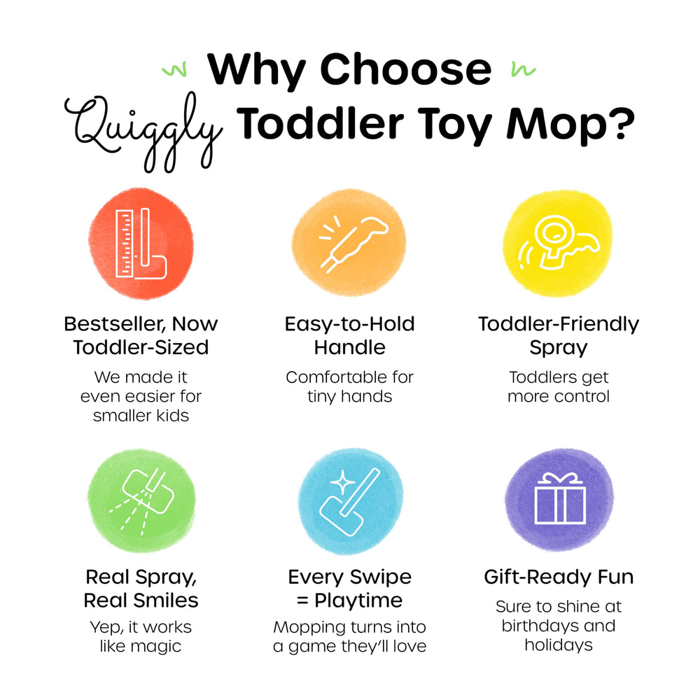 Quiggly two-handed design fits small hands for easy grip and control.