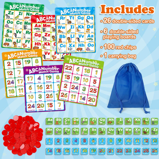 Quilinz Alphabet Bingo boards double-sided for versatile learning activities.