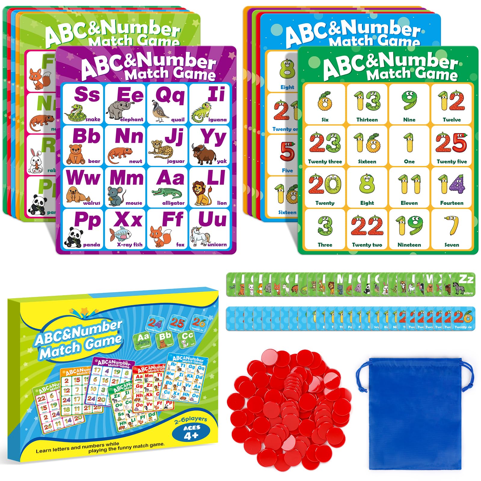 Quilinz Alphabet Bingo cards show letters and words to boost early literacy.