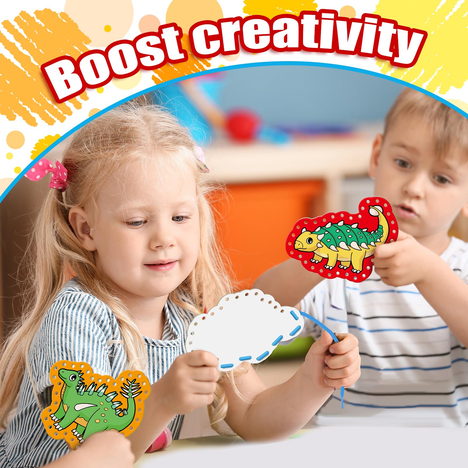 Quilinz classroom activity kit ideal for group sewing and lacing.