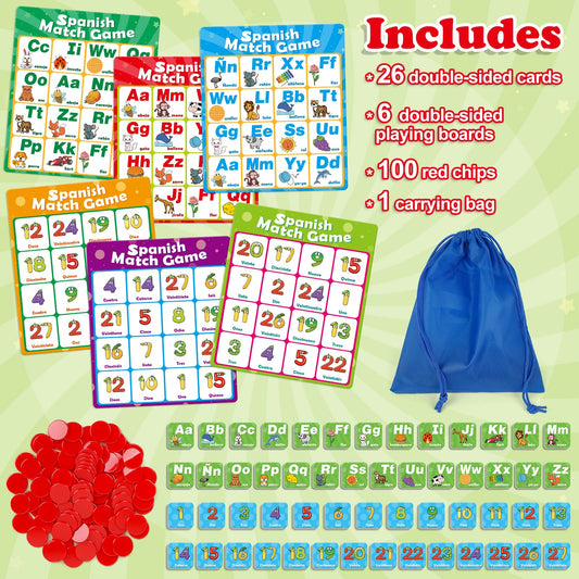 Quilinz double-sided bingo cards with numbers and letters for flexible learning
