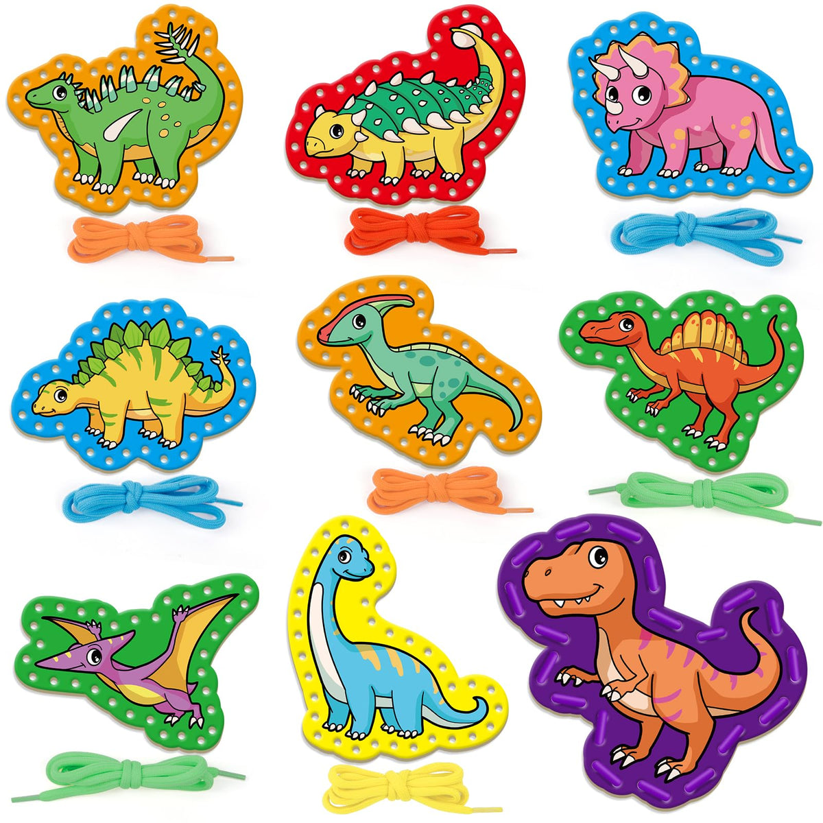 Quilinz lacing cards with 9 colorful laces to boost fine motor skills.