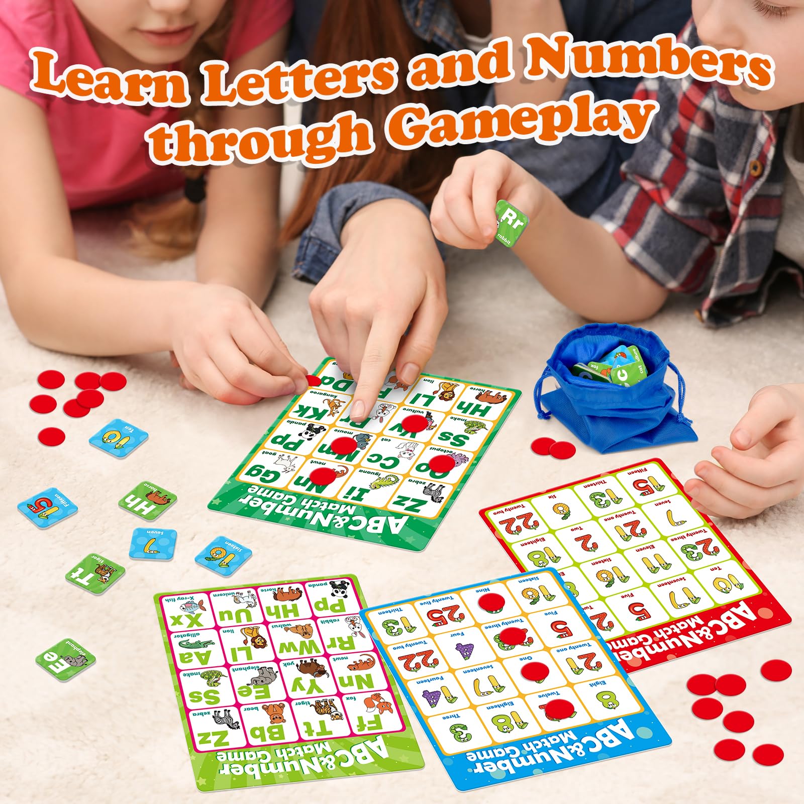Quilinz storage bag keeps all bingo pieces organized for quick setup.