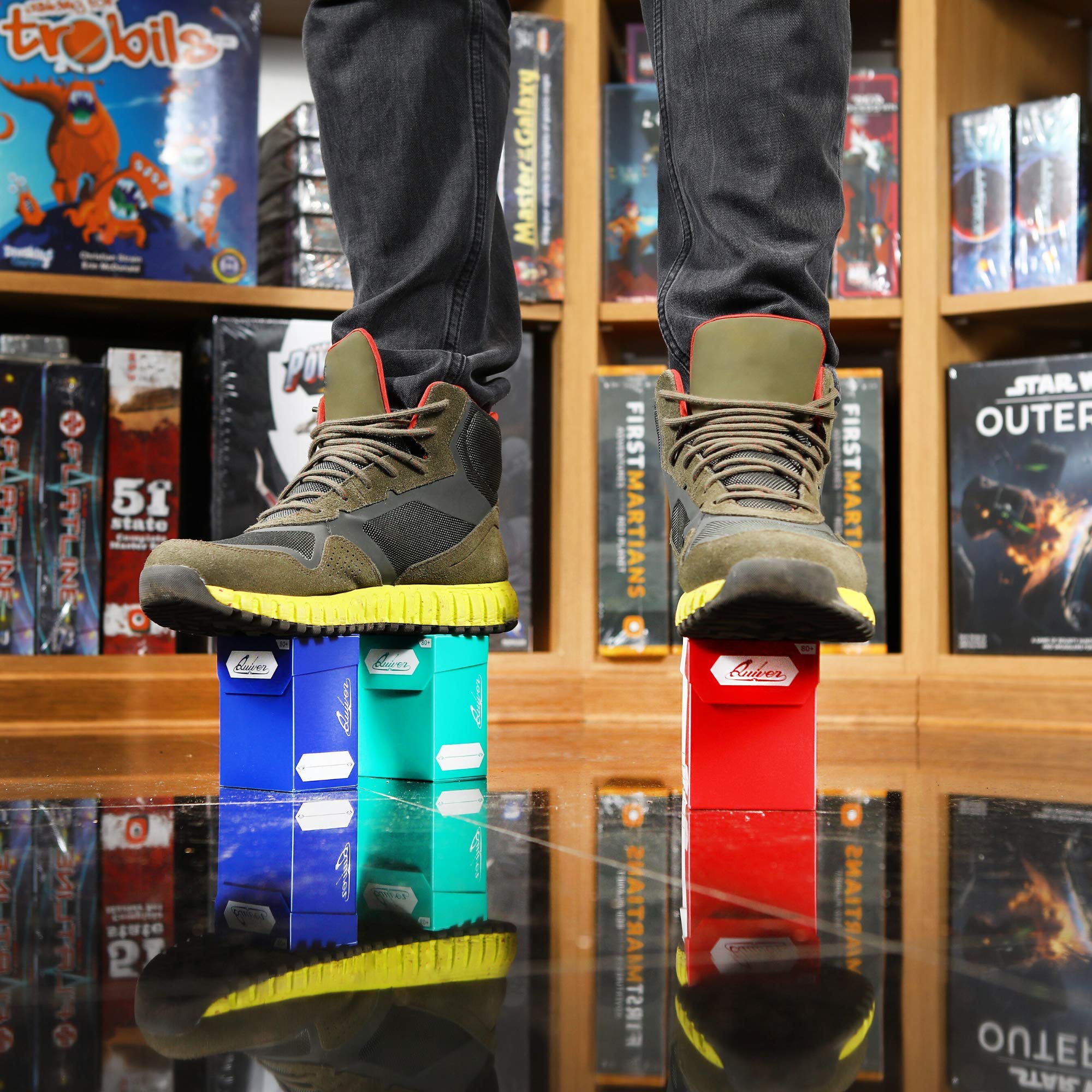 Quiver Time stackable deck blocks saving space in a bag