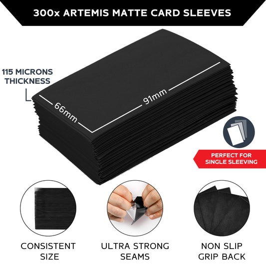 Quiver Time Artemis black sleeves 66x91mm for MTG cards, precise fit and premium protection.