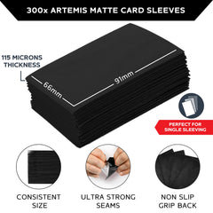 Quiver Time Artemis black sleeves 66x91mm for MTG cards, precise fit and premium protection.