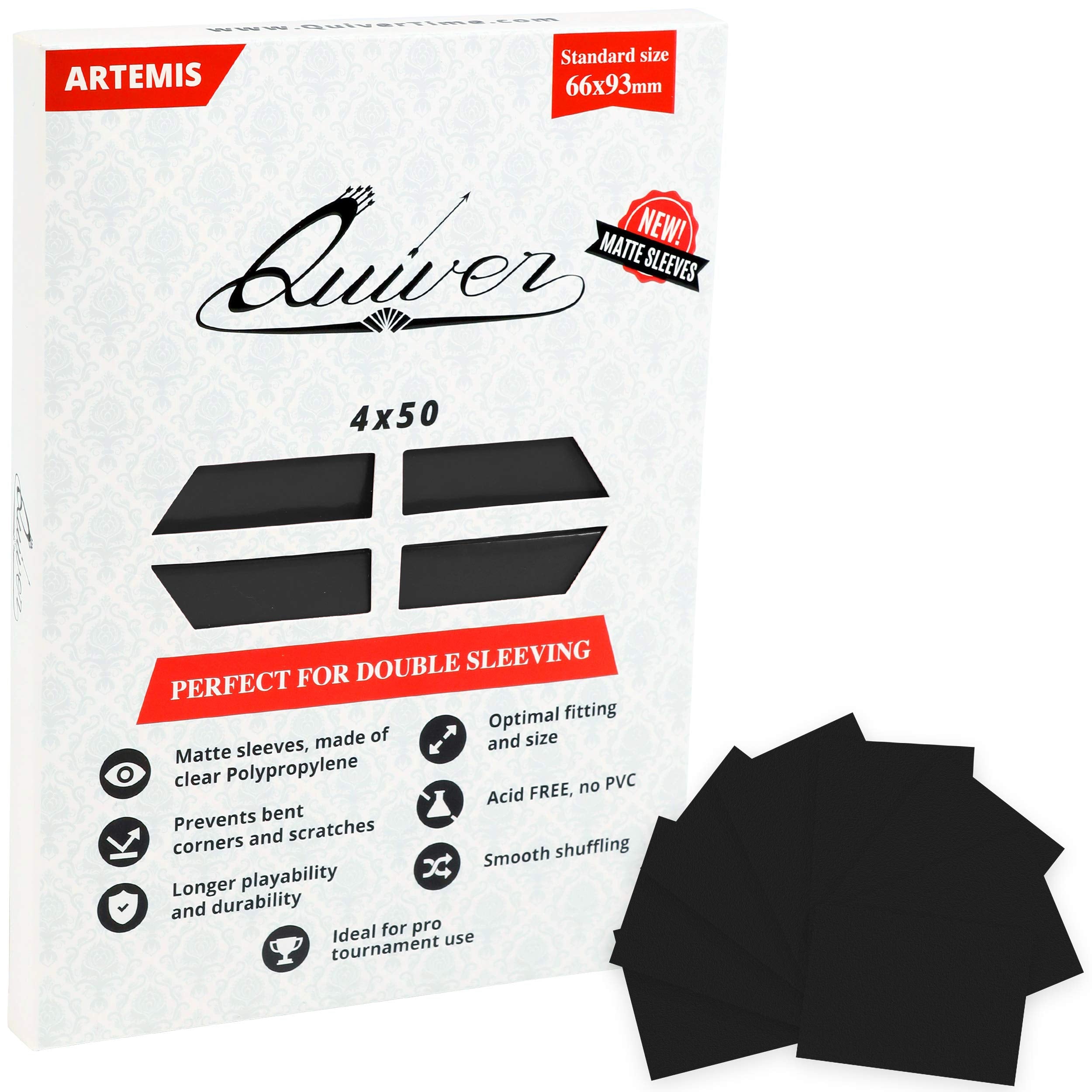 Quiver Time Artemis black sleeves pack 200 protects MTG cards from dirt